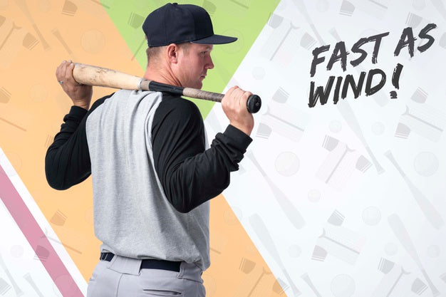 Free Portrait Of Baseball Player Holding A Bat Psd
