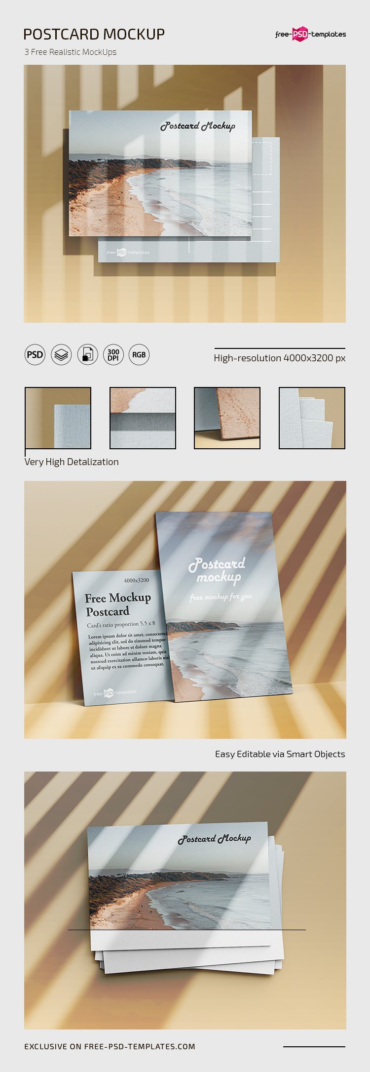 Free Postcard Mockup Psd