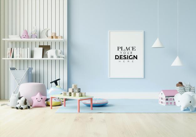 Free Poster Frame In Children'S Bedroom Mockup Psd