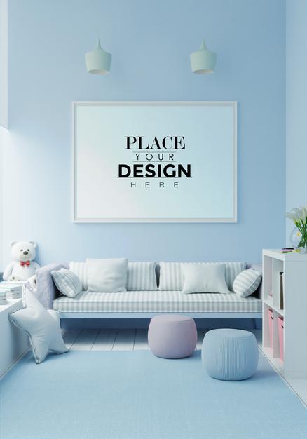Free Poster Frame In Children'S Bedroom Mockup Psd