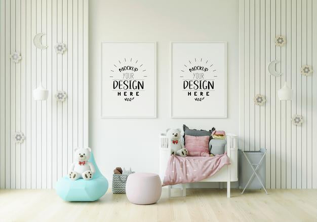 Free Poster Frame In Children'S Bedroom Mockup Psd