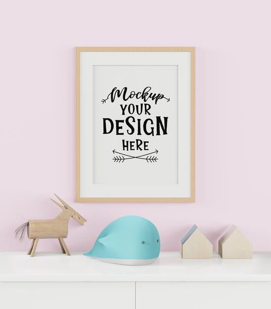 Free Poster Frame In Children'S Bedroom Psd Mockup Psd