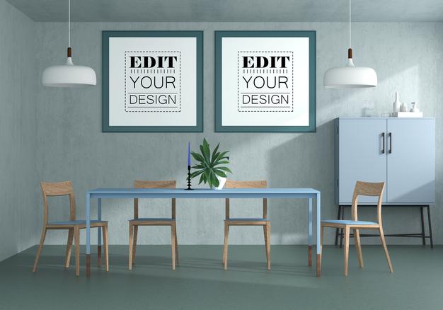 Free Poster Frame In Living Room Psd Mockup Psd