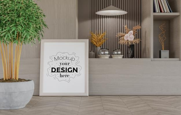 Free Poster Frame In Living Room Psd Mockup Psd
