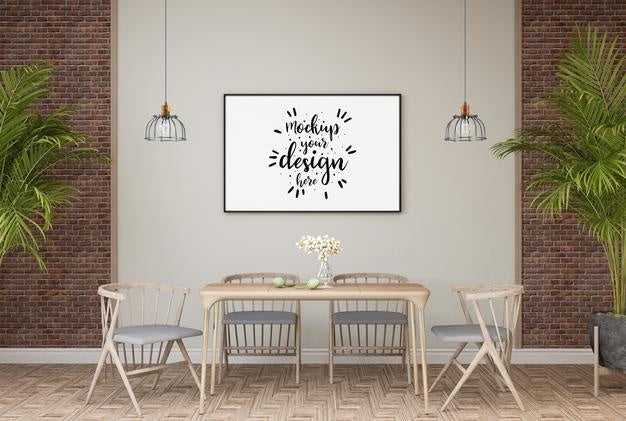 Free Poster Frame In Living Room Psd Mockup Psd