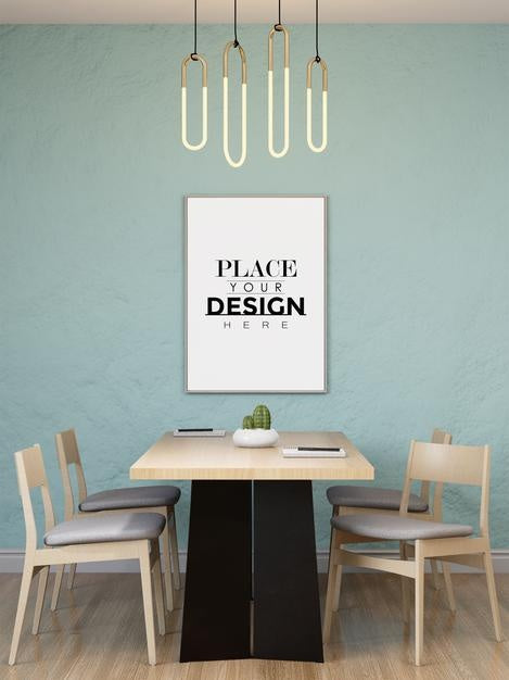 Free Poster Frame In Living Room Psd Mockup Psd