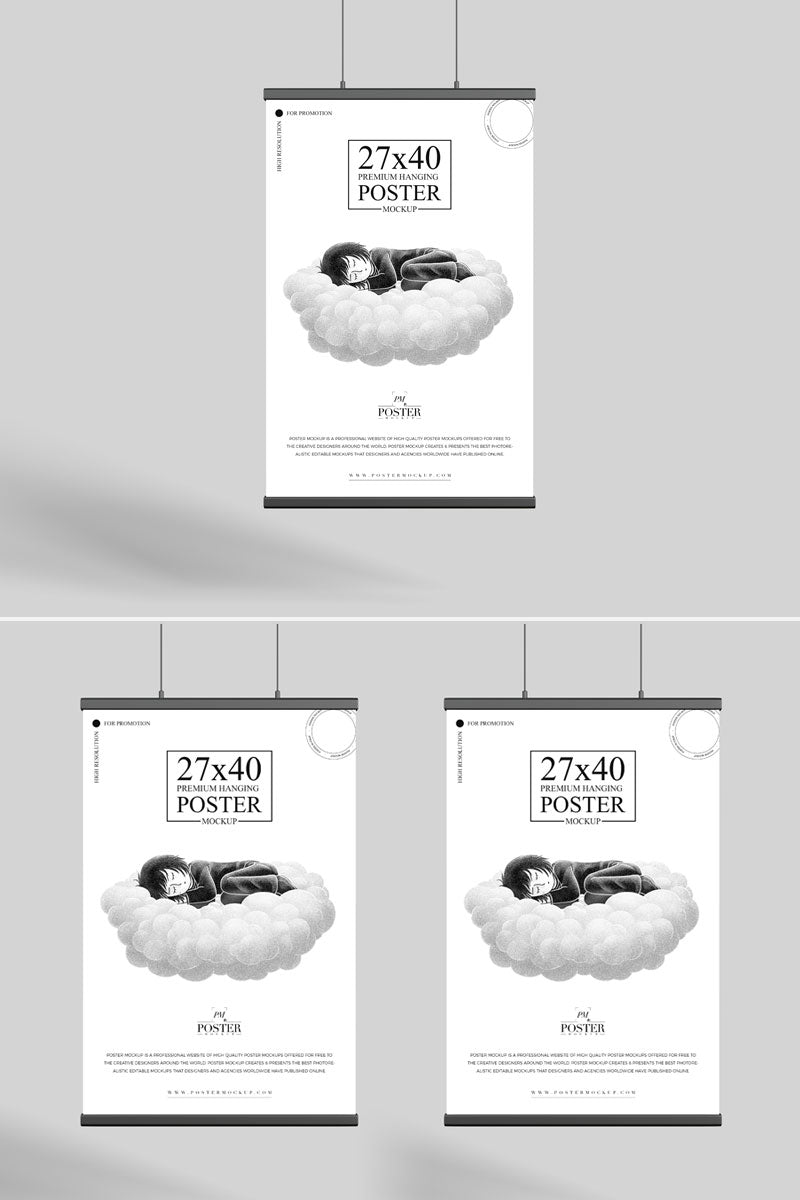 Free Premium Advertising Hanging Poster Mockup