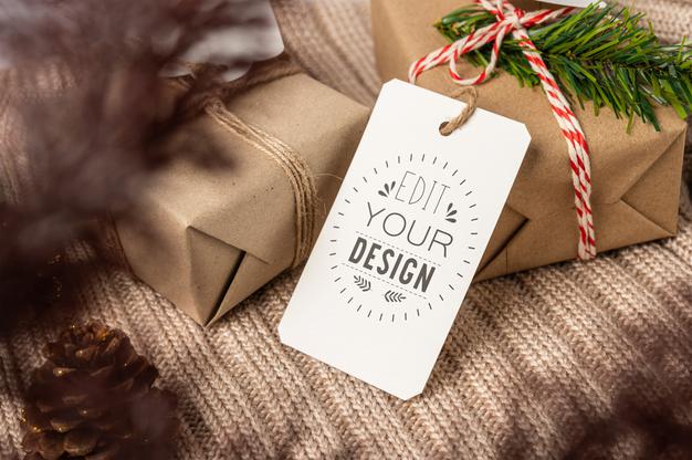 Free Present A Price Tag Psd Mockup Psd