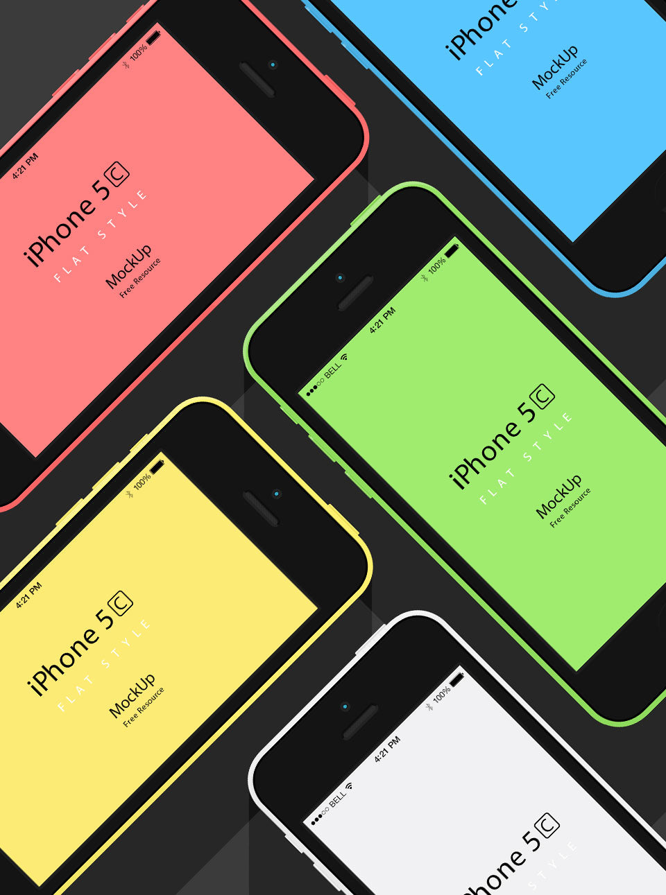 Free iPhone 5C Flat Design Mockup Psd