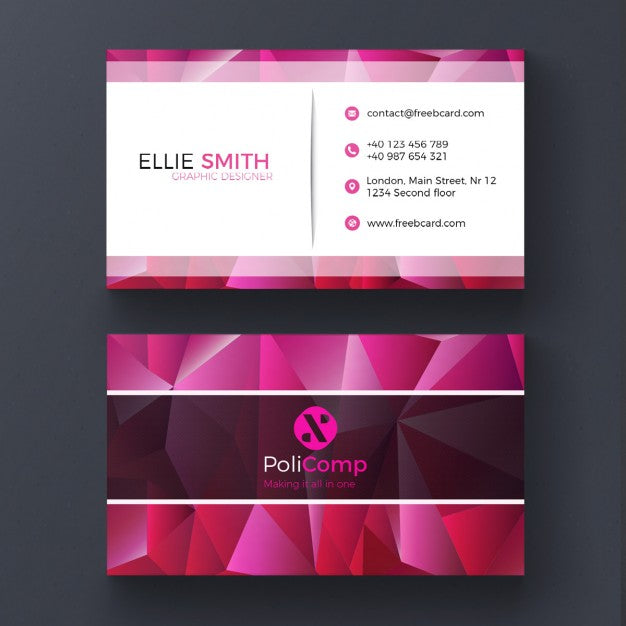 Free Purple Polygonal Business Card Psd
