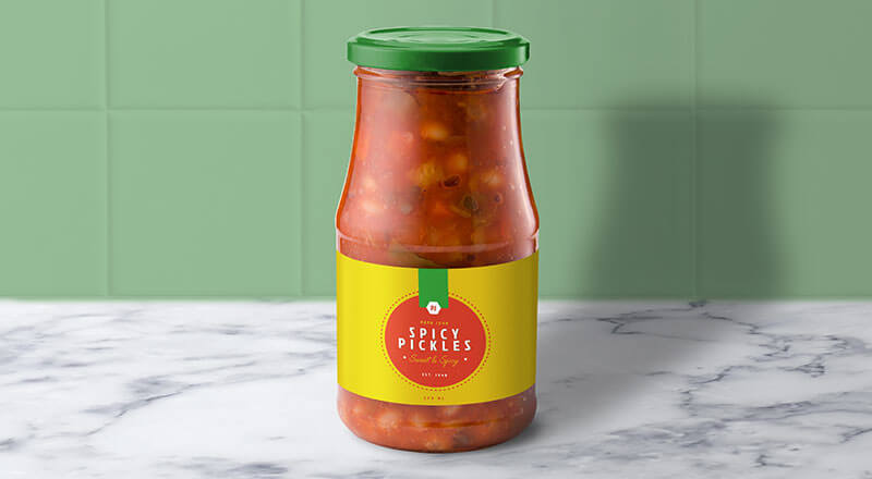 Free Ready Made Meal / Pickle Bottle Mockup Psd