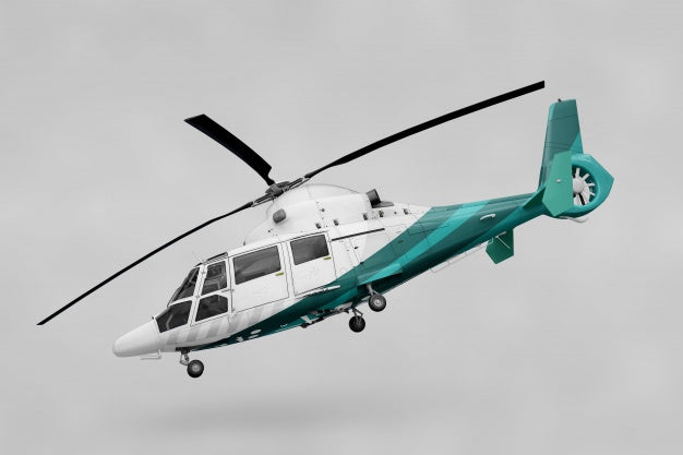 Free Realistic Helicopter Mockup Psd