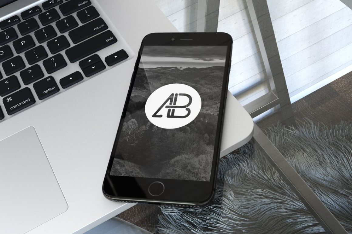 Free Realistic Jet Black Iphone 7 Plus Mockup Vol.2