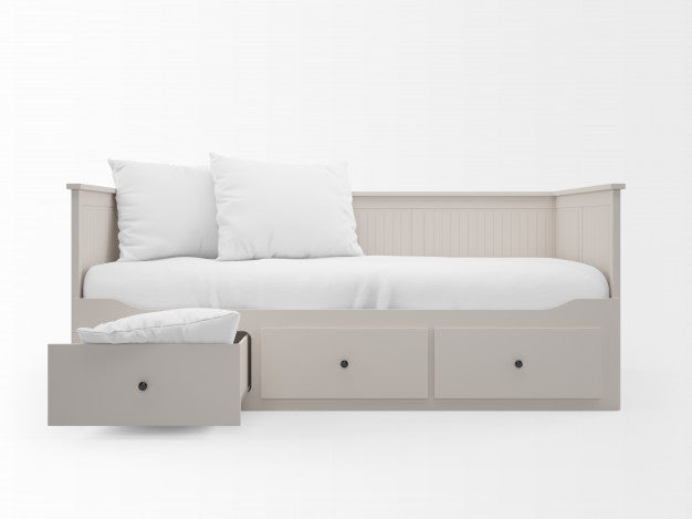 Free Realistic White Bed With Drawers Psd