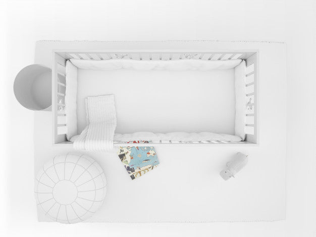 Free Realistic White Cradle With Decor Elements Isolated On White On Top View Psd