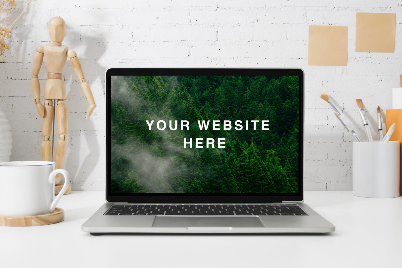 Free Retina Macbook Workspace Mockup