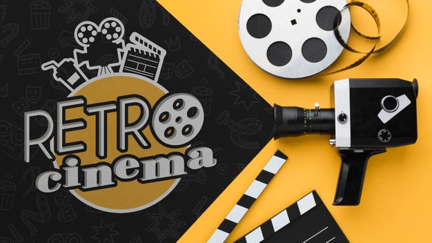 Free Retro Cinema With Vintage Camera And Film Psd