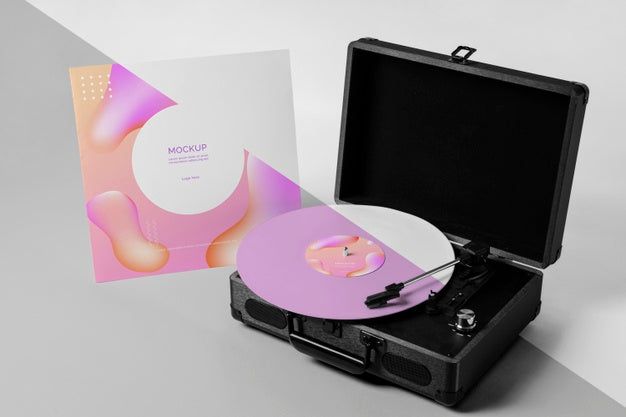 Free Retro Mock-Up Vinyl Disk Abstract Packaging Psd