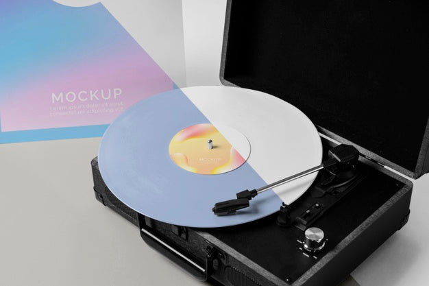 Free Retro Mock-Up Vinyl Disk Abstract Packaging Psd