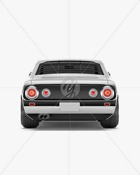 Free Retro Sport Car Mockup - Back View