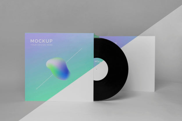 Free Retro Vinyl Disk With Abstract Packaging Mock-Up Psd