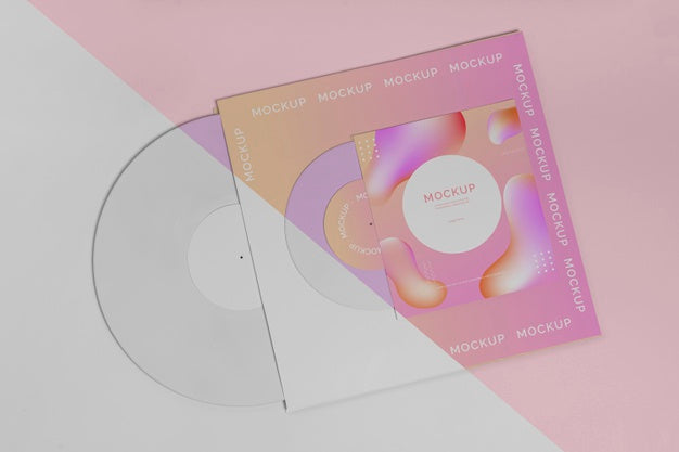 Free Retro Vinyl Disk With Abstract Packaging Mock-Up Psd