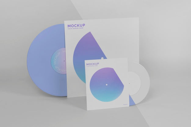 Free Retro Vinyl Disk With Abstract Packaging Mock-Up Psd