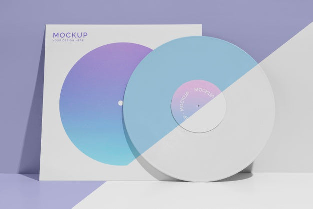 Free Retro Vinyl Disk With Abstract Packaging Mock-Up Psd