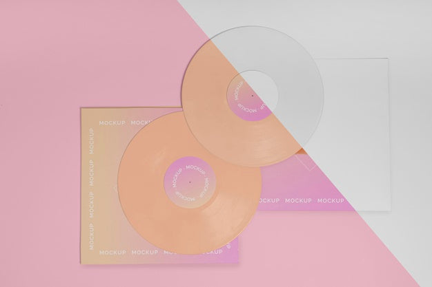 Free Retro Vinyl Disk With Abstract Packaging Mock-Up Psd