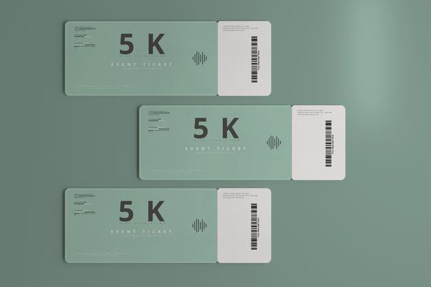 Free Round Corner Ticket Mockup Psd