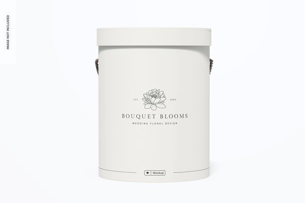 Free Round Flower Box Mockup, Front View Psd