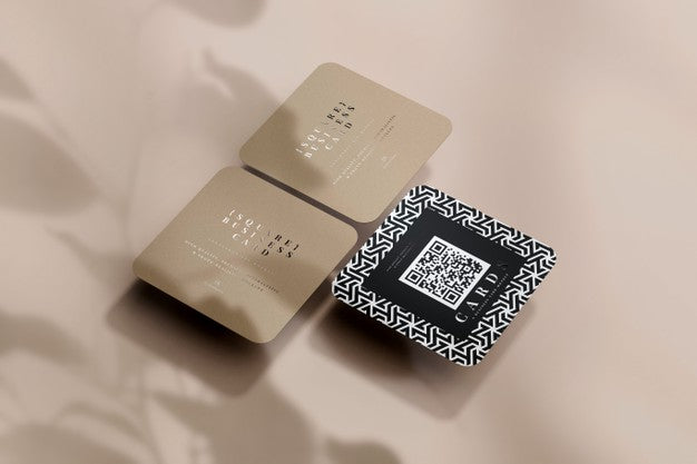 Free Rounded Corner Square Business Cards Mockup Psd