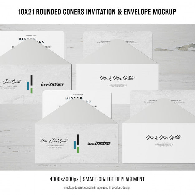 Free Rounded Corners Invitation And Envelope Mockup Psd
