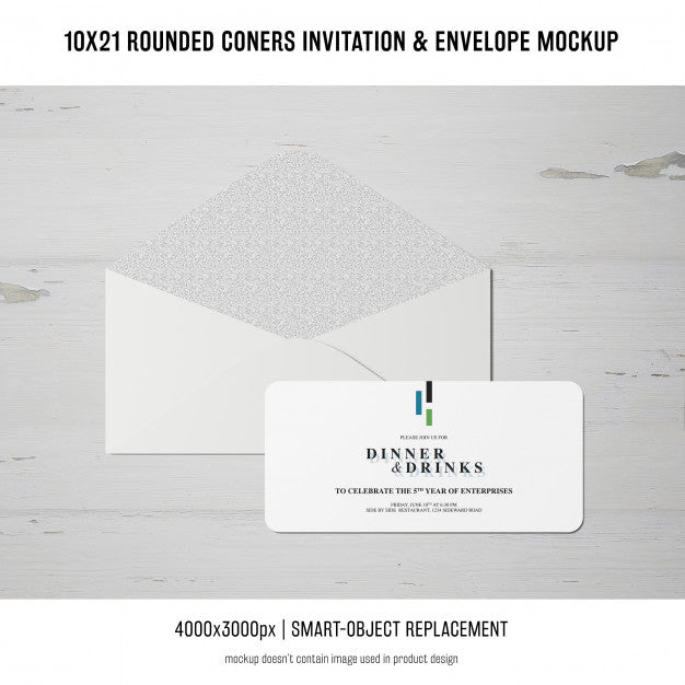 Free Rounded Corners Invitation And Envelope Mockup Psd