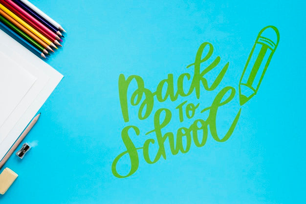 Free School Supplies On Blue Background Psd