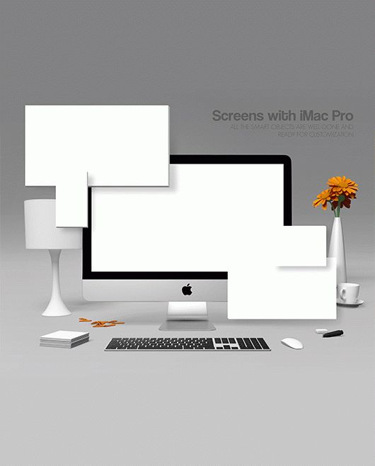 Free Screens With Imac Pro – 2 Psd Mockups