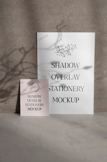 Free Shadow Overlay Stationery Mockup Psd