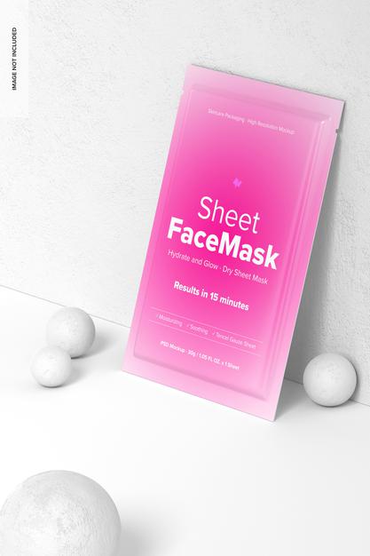 Free Sheet Face Mask Scene Mockup Psd