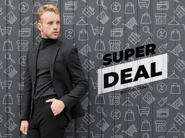 Free Shoping Day With Handsome Man Psd