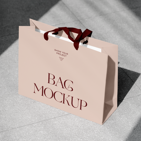 Free Shopping Bag On Street Mockup