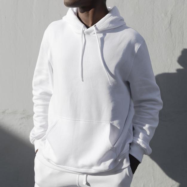 Free Simple White Hoodie Mockup Psd Comfortably Sporty Menswear Psd