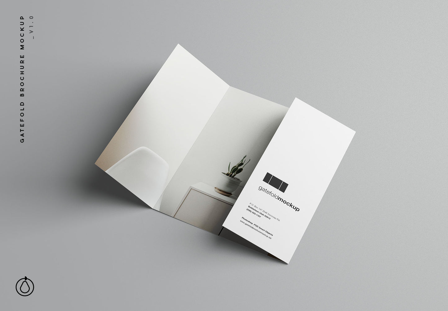 Free Single Gatefold Brochure Mockup