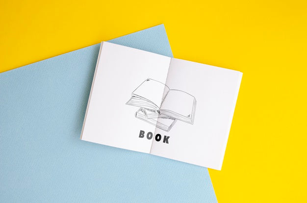 Free Sketch Book Mock-Up On Bicolor Background Psd