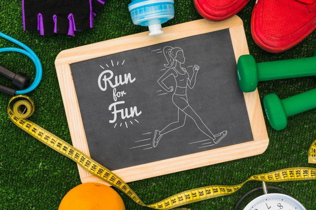 Free Slate Mockup With Fitness Concept Psd