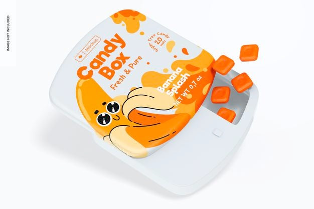 Free Slit Up Candy Box Mockup, Floating Psd