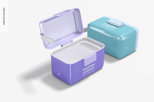 Free Small Baby Milk Powder Container Mockup, Left View Psd