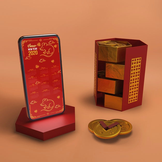 Free Smartphone Beside New Year Decorations Psd