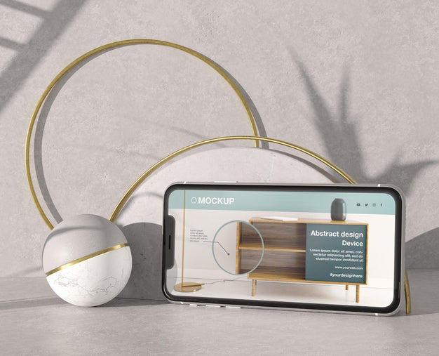 Free Smartphone Mock-Up Presentation With Stone And Metallic Elements Psd
