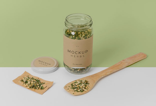 Free Spices With Label Mock-Up Arrangement Psd