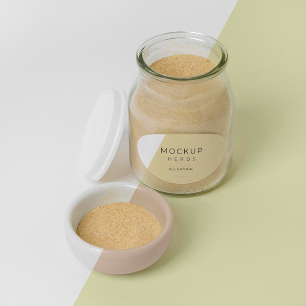 Free Spices With Label Mock-Up Composition Psd